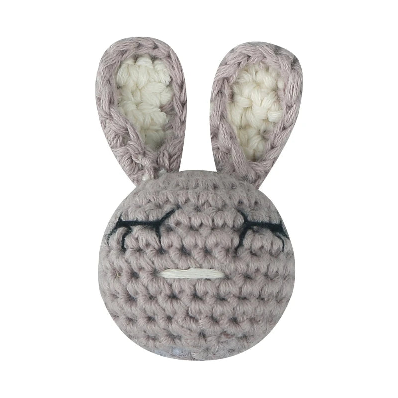 Handmade Crochet Bear Animal elephant Head Knitting Beads DIY Baby Pacifier Chain Chewable Accessories Newborn Teether Toy