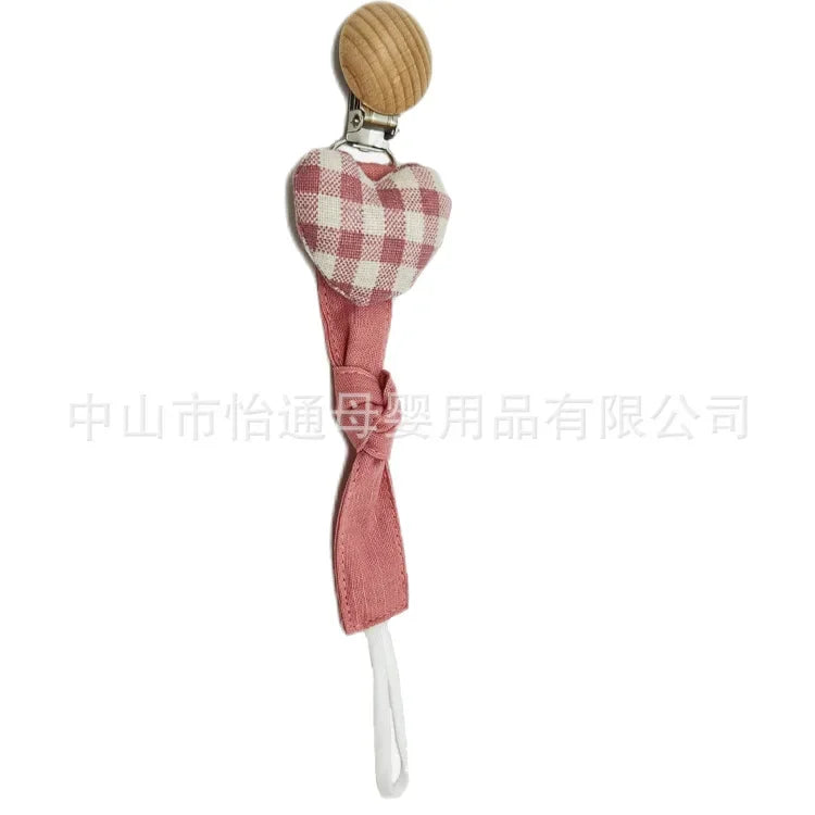 Infant Newborn Cotton Wooden Pacifier Chain Holder for Pacifier Baby Pacifier Clip Nipple Soother Dummy Holder Attache Tetine