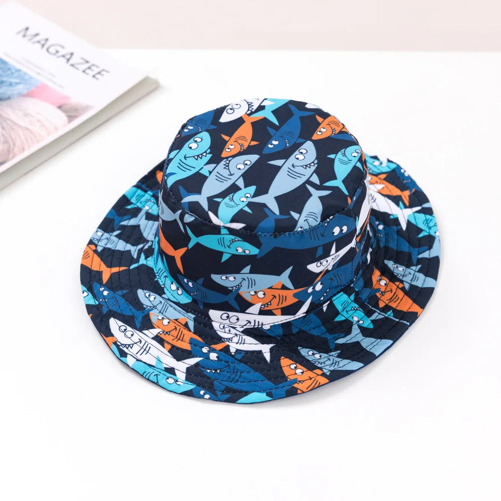 Cute Kids Outdoor Bucket Hats Children Sun Hats with Windproof Rope Cotton Baby Caps for Boys Girls Caps Summer Hat for Kids