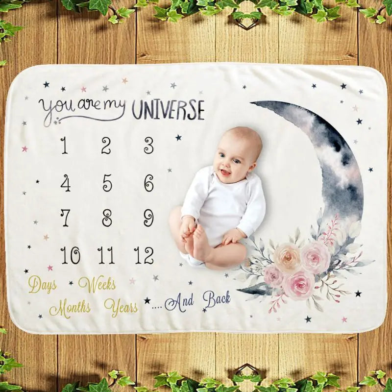 Baby Monthly Record Growth Milestone Blanket Newborn Photography Props Children Photo for Creative Moon Flower Background Cloth