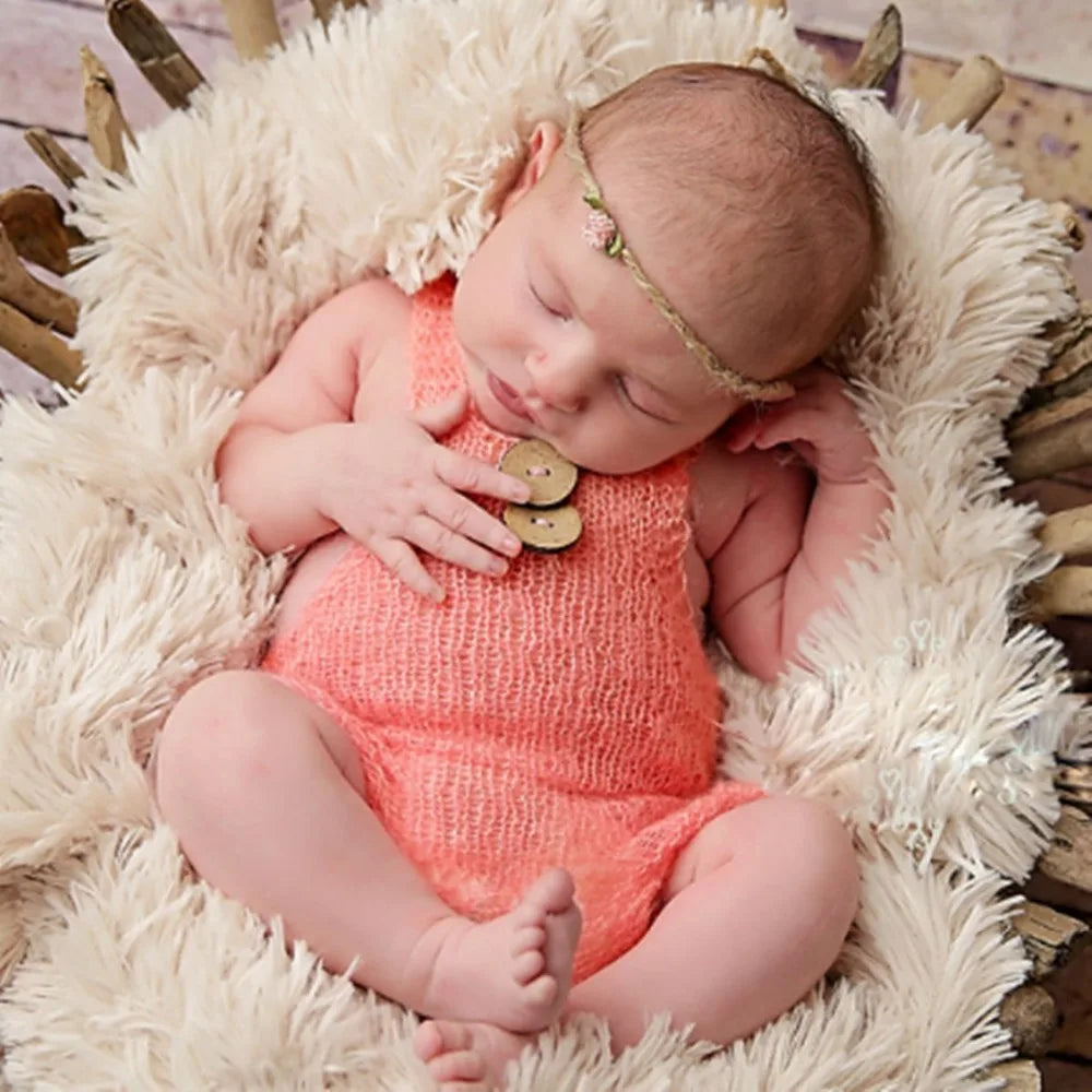 Newborn Photography Props Soft Mohair Baby Boy Girls Costume Handmade Knit Buttons Romper Outfit Baby Photo Props Accessories