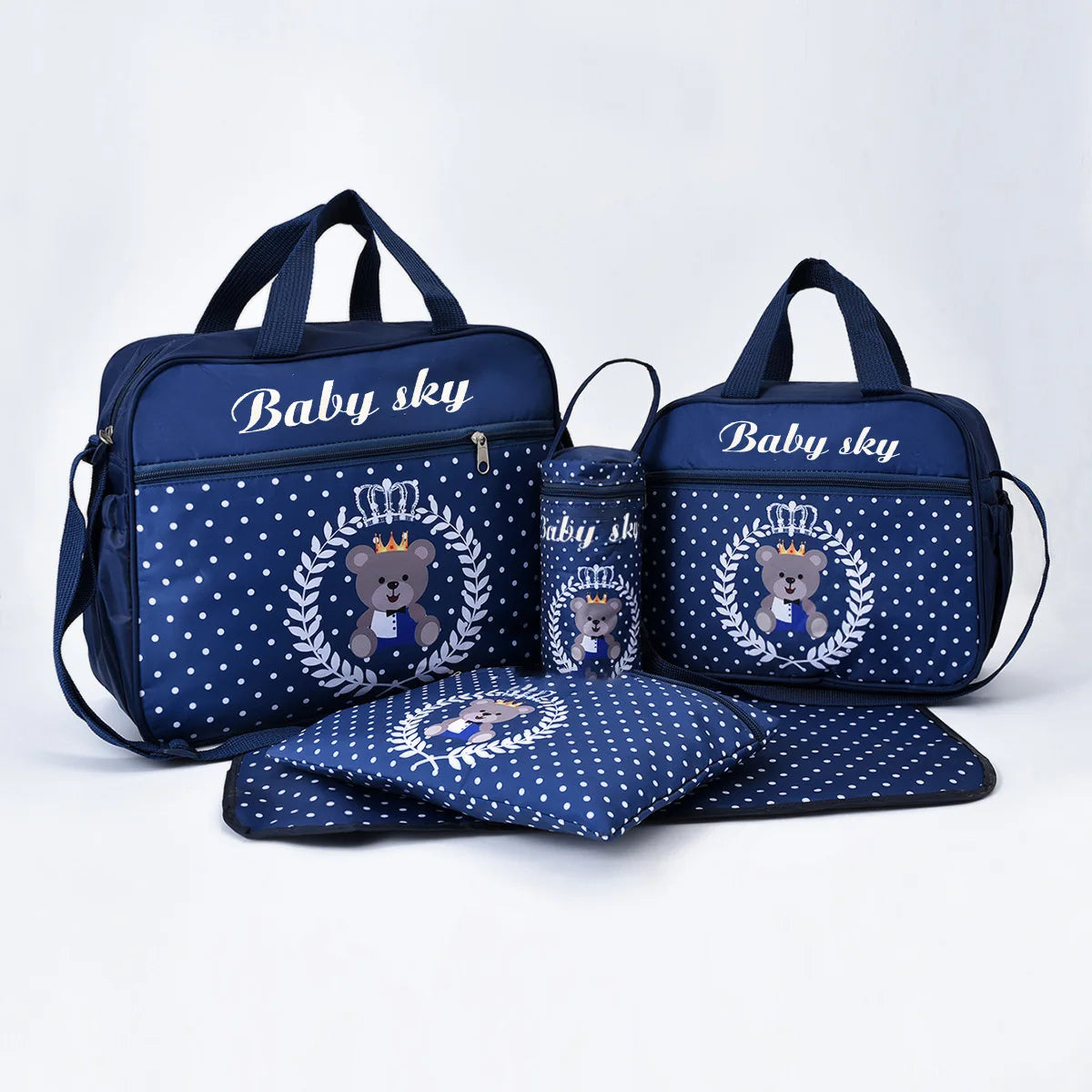 5pcs Baby Diaper Bag Set Maternity Shoulder Bag Handbag Nappy Storage Organizer Large Capacity Mom Hand Totes Mummy Stroller Bag