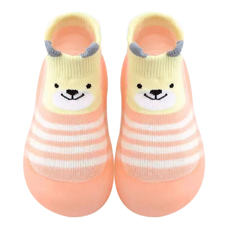 Cartoon Toddler Shoes Animal Pattern Non-slip Silicone Sole Baby Floor Socks Breathable Casual Cotton Baby Boys Girls Shoes