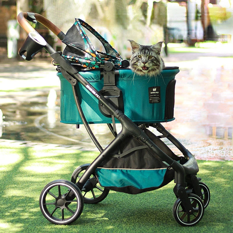 Pet Cart Universal Outdoor Travel Convenient Cat and Dog Travel Cart Foldable Oxford Cloth Aluminum Alloy Rod Load Capacity 20kg