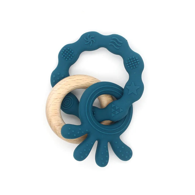 TYRY.HU Baby Small Rabbit Wood Rattle Wooden Teether Mobile Pram Crib Ring DIY Crochet Rattle Soother Bracelet Teether BPA Free