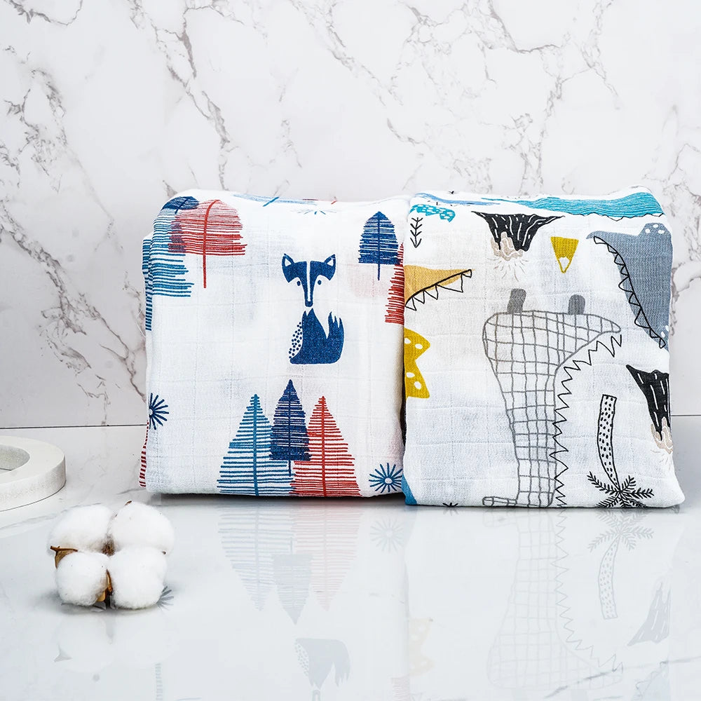 Kangobaby 2Pieces/Set 70% Bamboo+30% Soft Cotton Baby Swaddle Wraps Cotton Baby Muslin Blankets Newborn 100% Bamboo Muslin Quilt