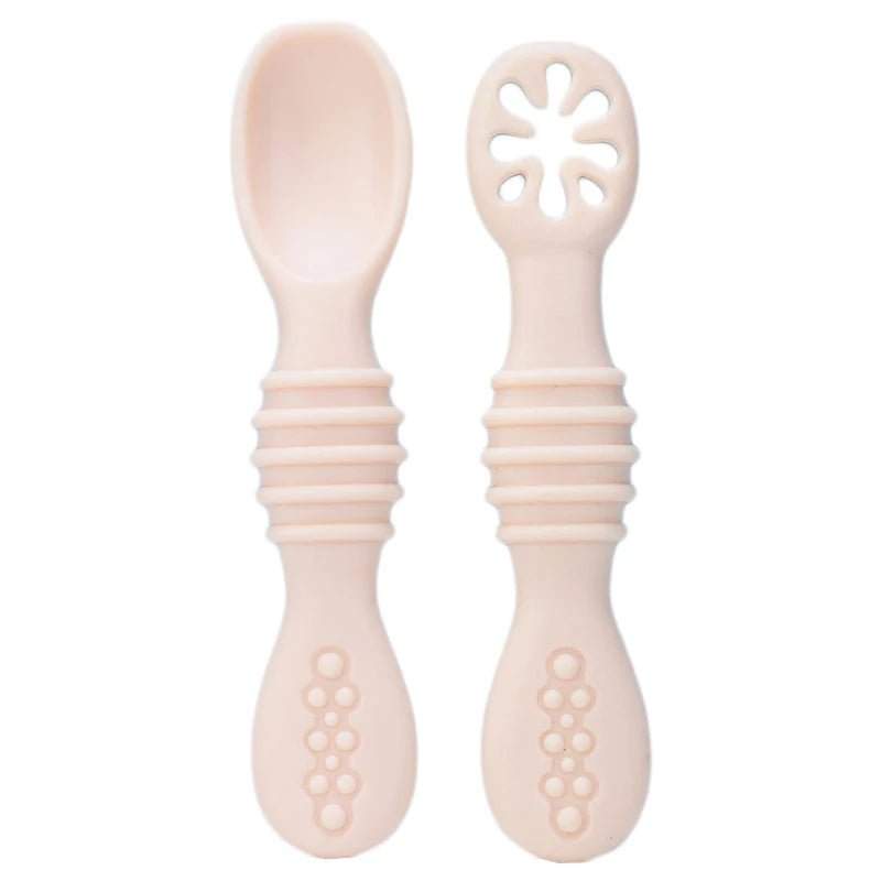 Baby Spoon Forks Set Food Grade Silicone Sticky Spoon Children Cutlery Training Spoon Kids Feeding Tableware Kitchen Accessories