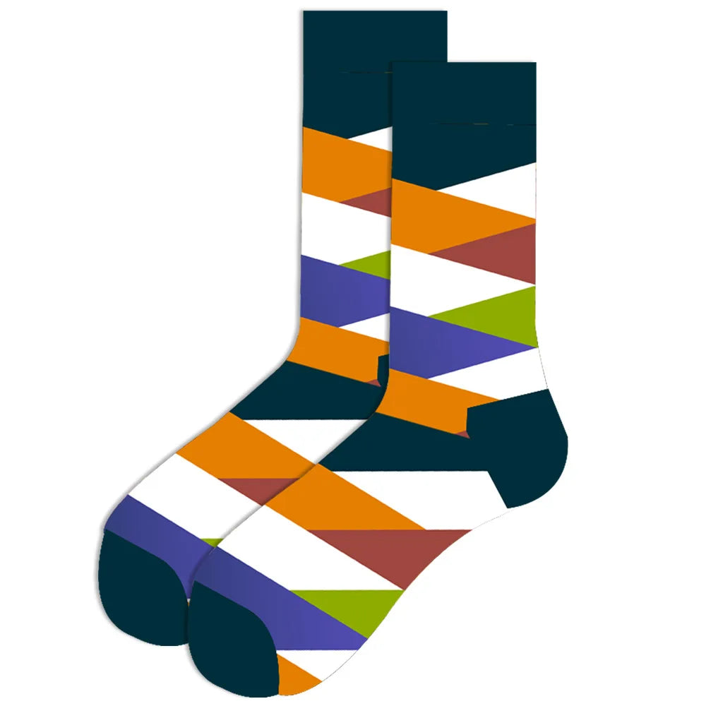 Streetwear Big Sieze Funny Socks Men with Cartoon Animals and Fruits Hip Hop Men's Socks Cotton Gifts for Men 2601