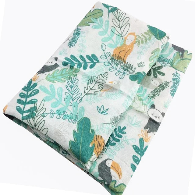 Cotton Baby Swaddle Newborn Muslin Swaddle Blanket for Girls & Boys Soft Baby Bath Towel Cute Infants Baby Bibs