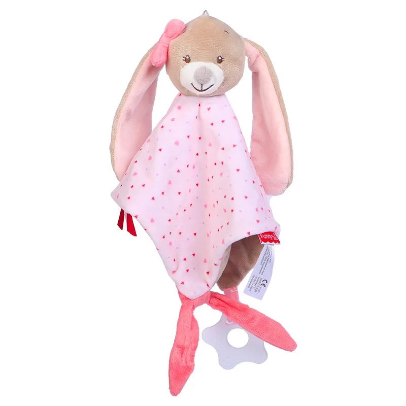 Custom Embroidered Bunny Plush Baby Comforter Toys Stuffed Baby Toys Soft Appease Towel Toys For Sleeping Animals Stuffed Toys