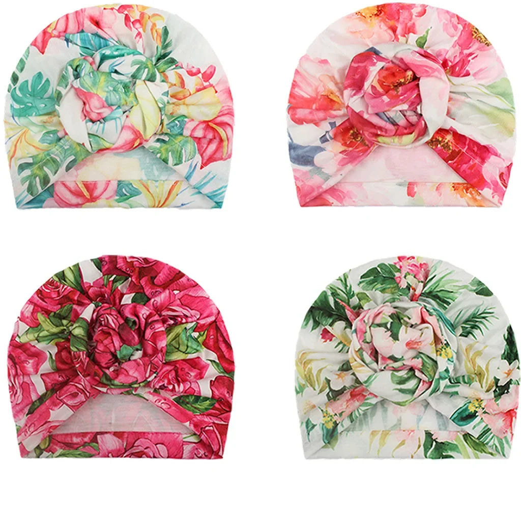 Cute 1PCS Knot Printed Flower Hedging Hat Newborn Infant Toddler Caps Turban Baby Girls Beanie Headwear Gifts Hair Accessories