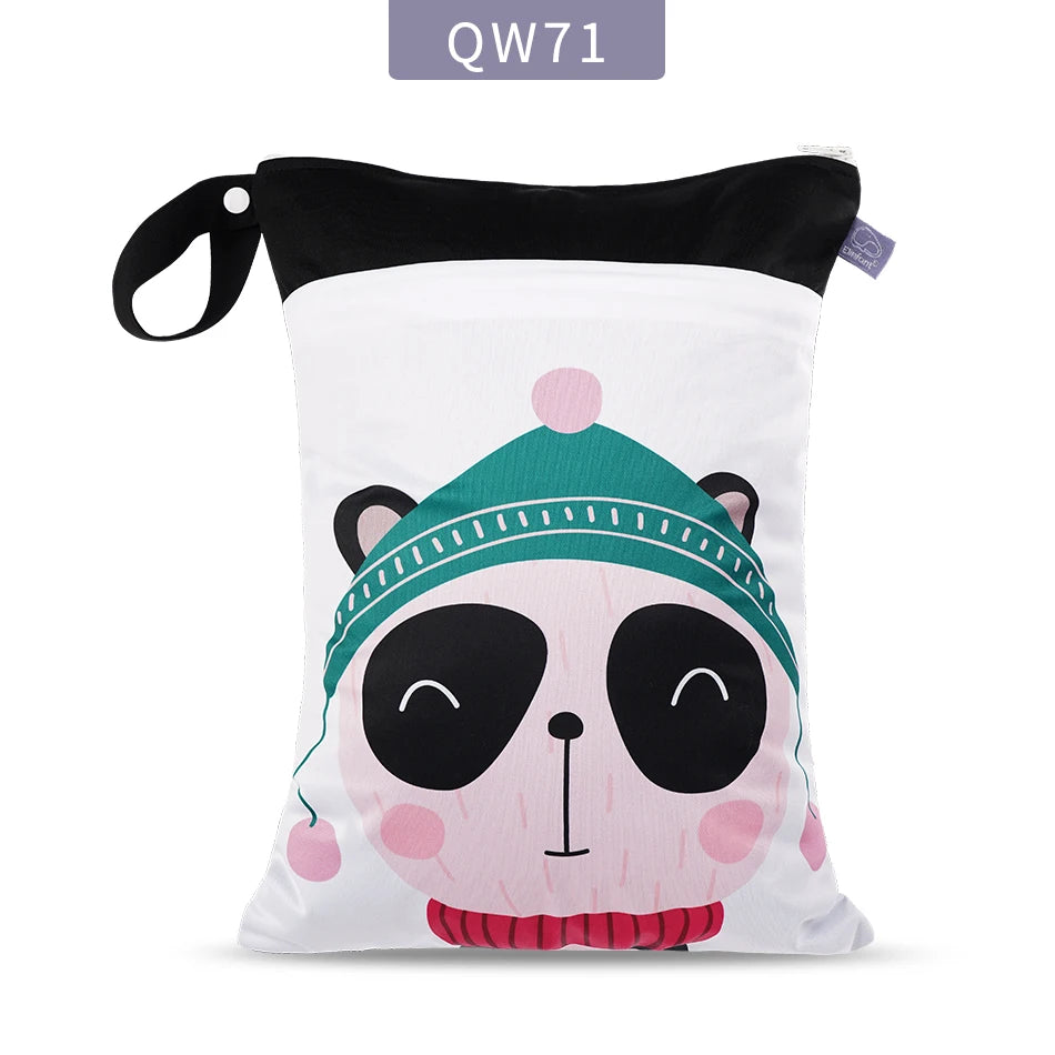 Elinfant Baby Diaper Bag Cartoon Print Waterproof Wet Dry Nappy Zipper Handbag Stroller Carry Pack Travel Outdoor Wet Diaper Bag