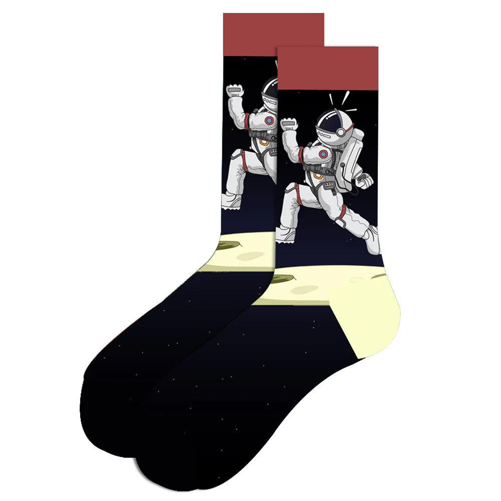 Streetwear Big Sieze Funny Socks Men with Cartoon Animals and Fruits Hip Hop Men's Socks Cotton Gifts for Men 2601