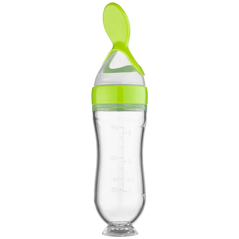 Baby Silicone Squeezing Feeding Bottle Newborn Baby Training Spoon Infant Cereal Food Supplement Feeder Bbay Safe Tableware