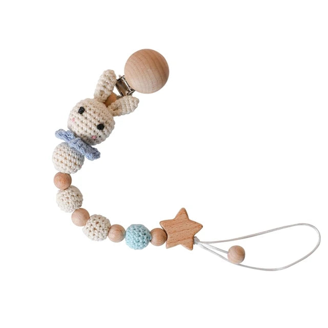 1pc Personalized Name Baby Pacifier Clips Chain Sunflower Wood Pacifier Clips Safe Teething Chain Soother Chew Toy Dummy Clips