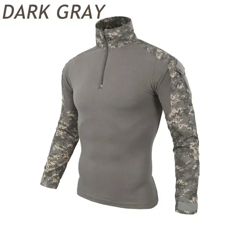 Combat Uniform Shirt Camouflage US Asian Size S-3XL Cargo Sport Tops Airsoft Paintball Tactical T-Shirts Hiking