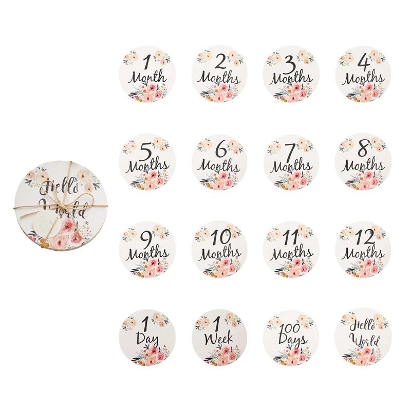 Baby Monthly Memorial Milestone Cards Paper French Spanish Milestone Cards Baby Birthday Party Decoration Photography Props