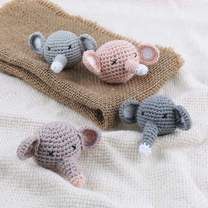 Handmade Crochet Bear Animal elephant Head Knitting Beads DIY Baby Pacifier Chain Chewable Accessories Newborn Teether Toy