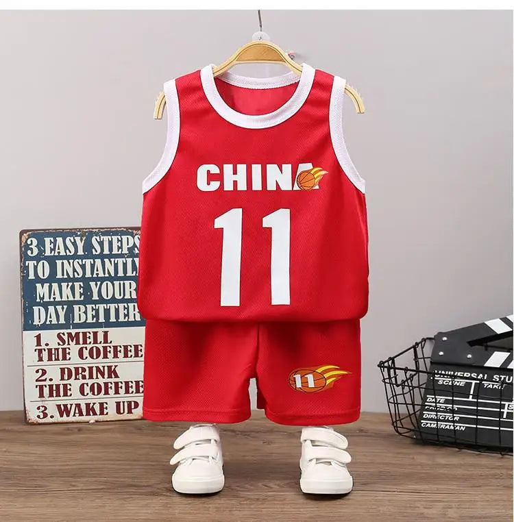 Summer New Boys Baby Sports Infant Clothing Set Kids Cotton Tracksuit Vest Shorts 2pcs Toddler Boy Sleeveless Clothes Suit