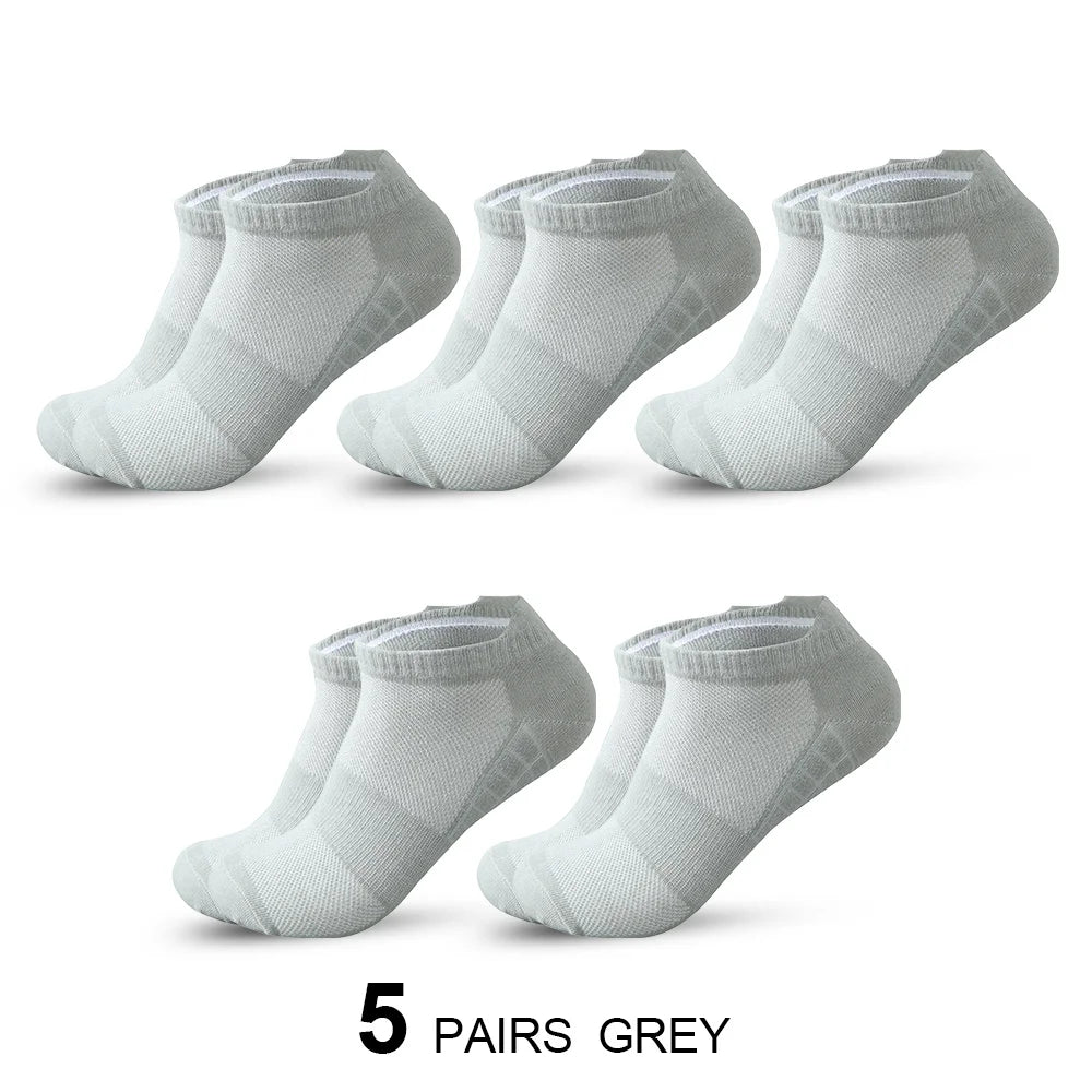 5 pairs High Quality Men Ankle Socks Breathable Cotton Sports Socks Mesh Casual Athletic Summer Thin Cut Short Sokken Size 38-45