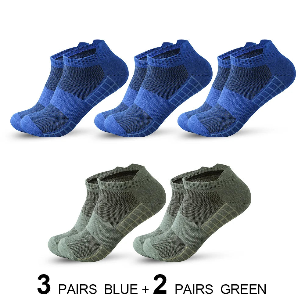 5 pairs High Quality Men Ankle Socks Breathable Cotton Sports Socks Mesh Casual Athletic Summer Thin Cut Short Sokken Size 38-45