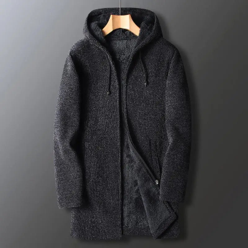 Winter Men Sweater Fleece Cardigan Jacket Men's Slim Sweaters Winter Long Hooded Sweater Thick Warm Coat Mens Clothing 2022