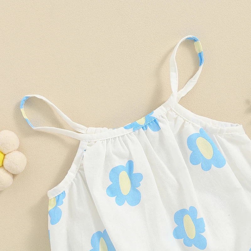 Baby Clothing New Born Girl Sleeveless Romper Summer Floral Print Bandage Jumpsuit for Newborn Toddler Cute Clothes
