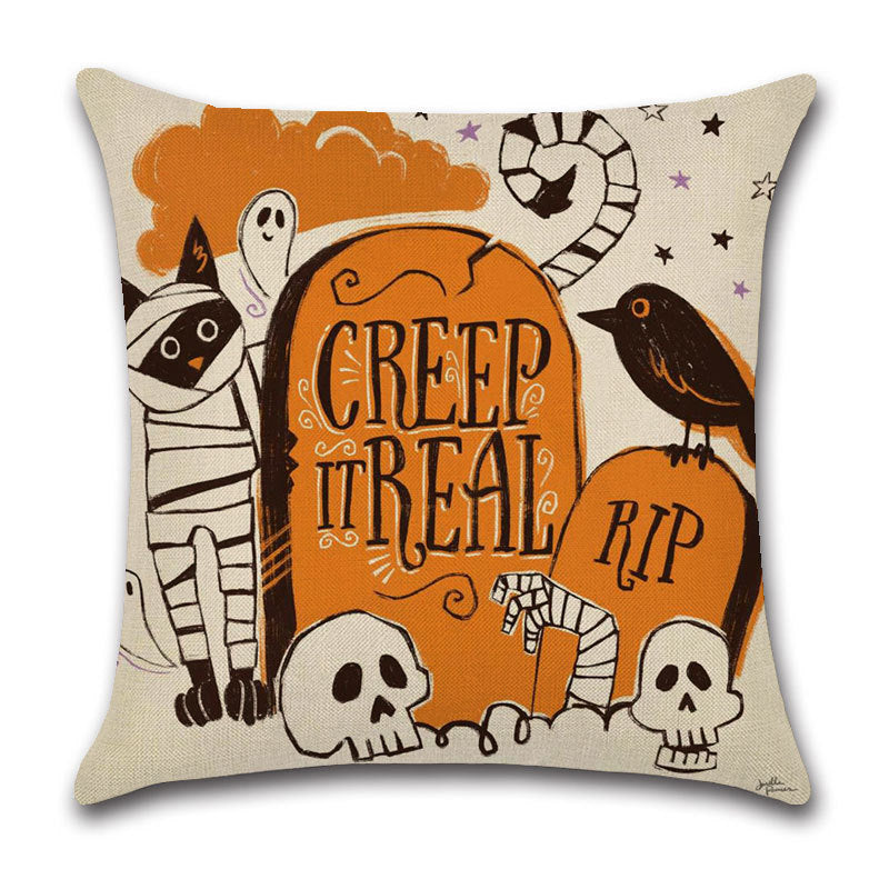 Halloween Cartoon Linen Throw Pillowcase