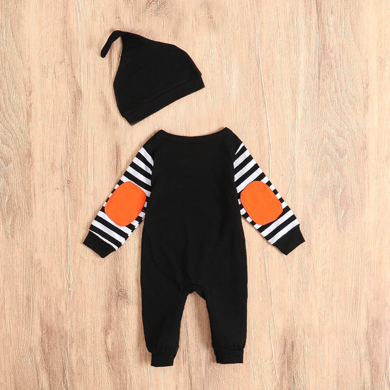 Halloween long - sleeved striped onesie