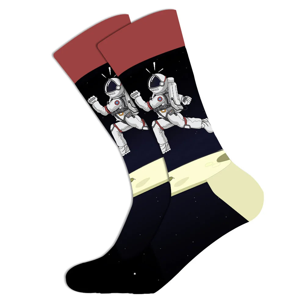 Streetwear Big Sieze Funny Socks Men with Cartoon Animals and Fruits Hip Hop Men's Socks Cotton Gifts for Men 2601