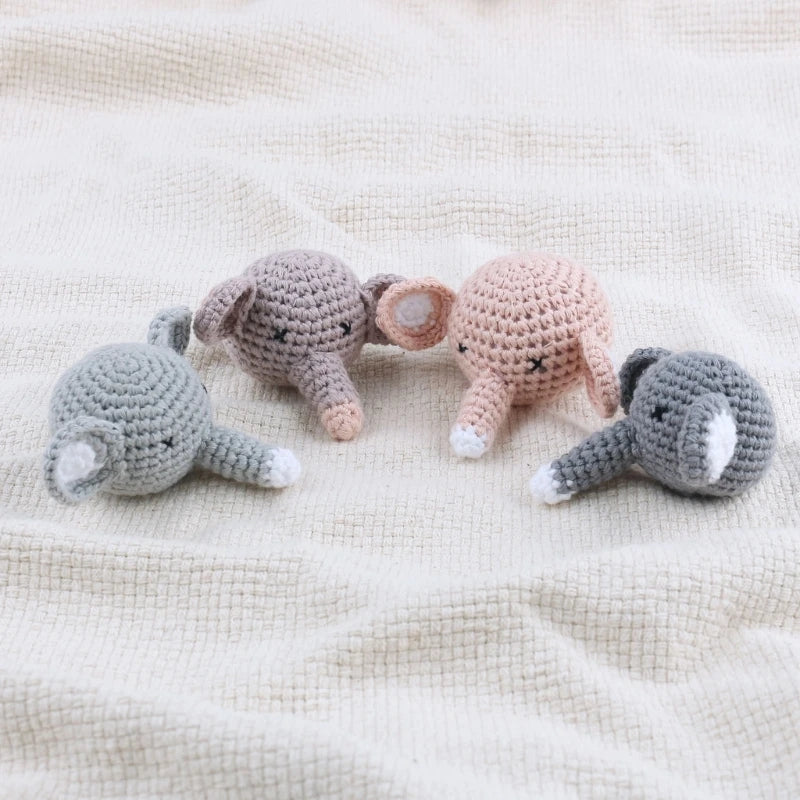 Handmade Crochet Bear Animal elephant Head Knitting Beads DIY Baby Pacifier Chain Chewable Accessories Newborn Teether Toy