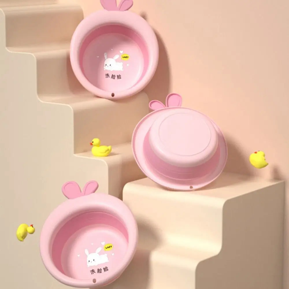 Children Wash Face Basin Household Basin Foldable Baby Bath Tub Kids Cartoon Rabbit Washbasin Infant Nursing Supplies
