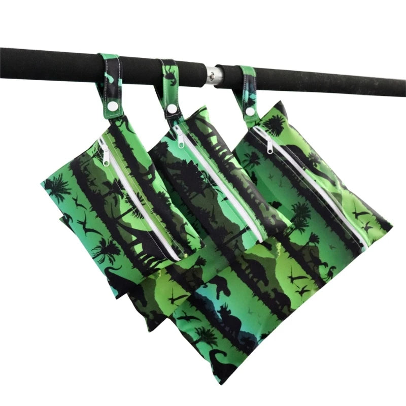 XXFE 3Pcs Diaper Bag Sanitary Pad Storage Bag Portable Reusable Hanging Wet Bags for Strollers Bedside