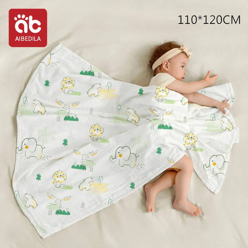 AIBEDILA Knitted Double-layer Banket Muslin Swaddles Wrap Burpy Towel Scarf Bibs Baby Blankets Newborn Diape