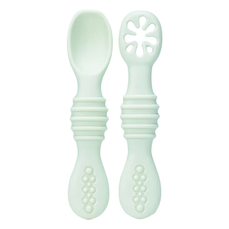 Baby Spoon Forks Set Food Grade Silicone Sticky Spoon Children Cutlery Training Spoon Kids Feeding Tableware Kitchen Accessories