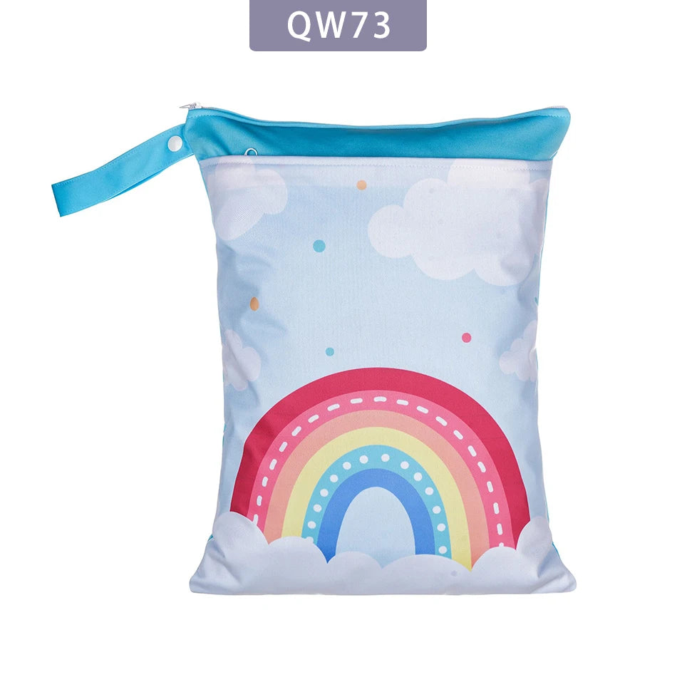 Elinfant Baby Diaper Bag Cartoon Print Waterproof Wet Dry Nappy Zipper Handbag Stroller Carry Pack Travel Outdoor Wet Diaper Bag