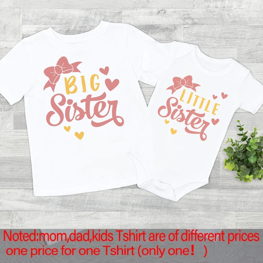 Big sister Little sister Family Matching Clothes crown printed girls T-shirt Baby Toddler Romper Kids Tee Tops sibling Outfits
