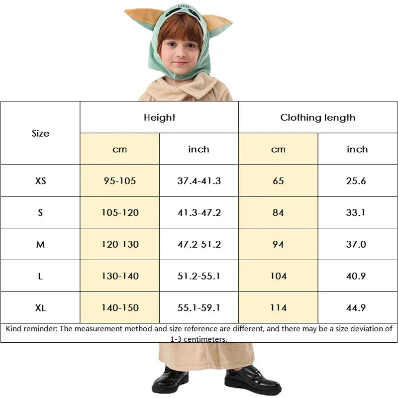 Yoda Costume Kids Star and Wars The Mandalorian Yoda Baby Cosplay Costume Hat Grogu Clothing Children Halloween Birthday Party G