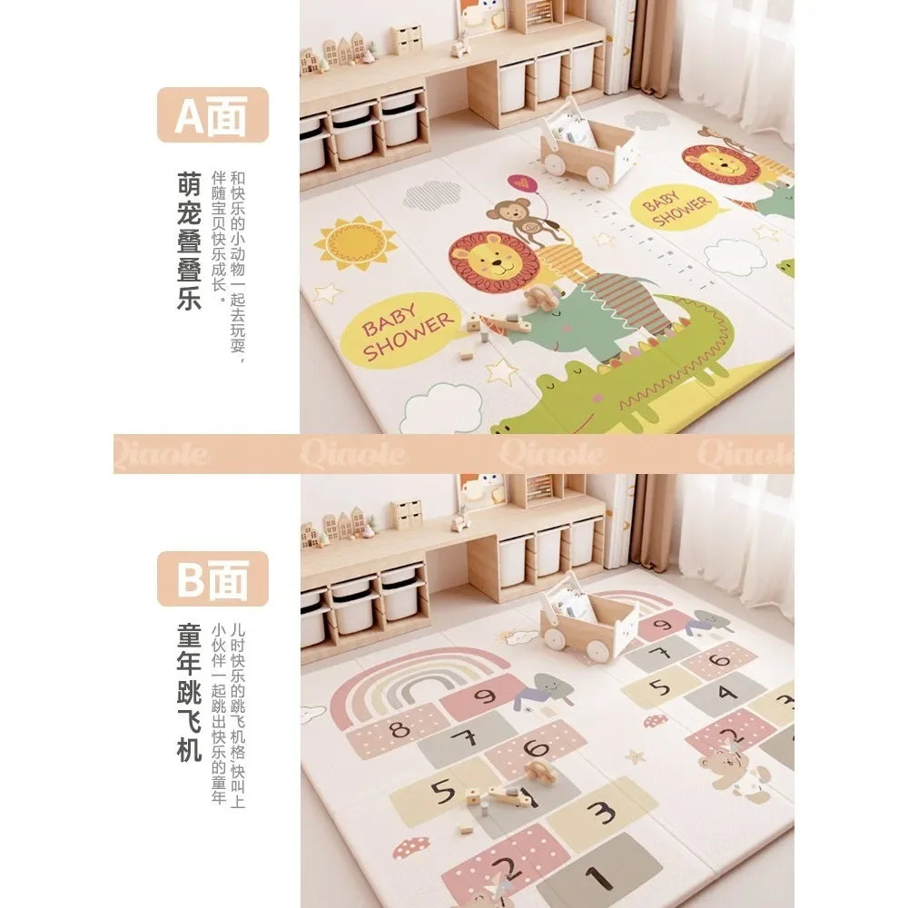 Baby Play Mat, Foldable & Waterproof Play Mat for Floor, Reversible Foam Playmat for Babies and Toddlers Infants, Crawling Mat