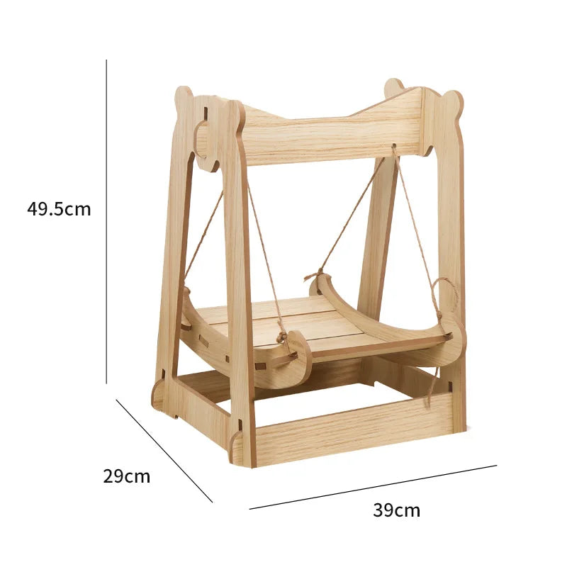 Hammock Bed for Pet Wooden Shaker Cat Supplies Small Pet Double-layer Anti-rollover Swing Hanging Nest Dog Cat's House Puppy