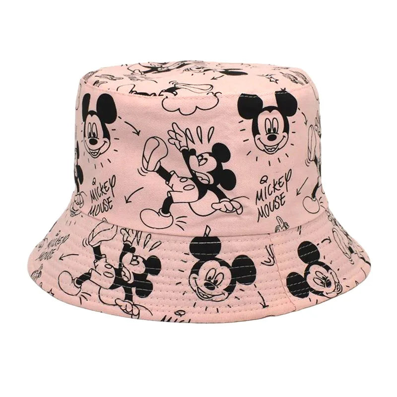 Disney Mickey Mouse Hat Anime Double-sided Printing Cotton Cap Fisherman Caps for Boys Girls Women Fashion Travel Visor Cap