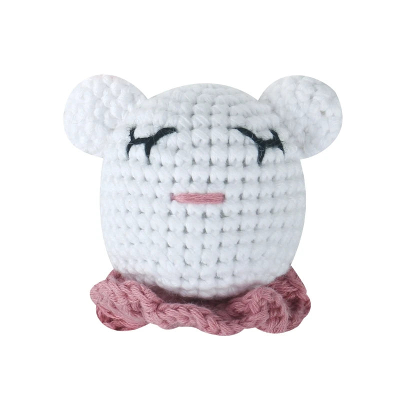 Handmade Crochet Bear Animal elephant Head Knitting Beads DIY Baby Pacifier Chain Chewable Accessories Newborn Teether Toy