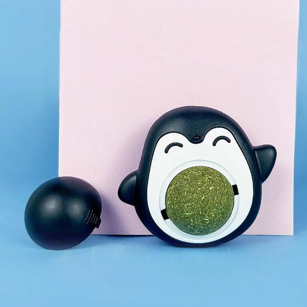 Cat Catnip Ball Penguin Shape 360 Degree Rotating Healthy Edible Ball Teeth Cleaning Molar Toy Cat Candy Snacks Pet Supplies