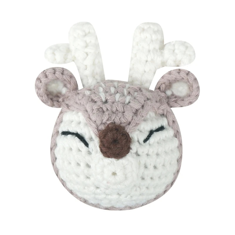 Handmade Crochet Bear Animal elephant Head Knitting Beads DIY Baby Pacifier Chain Chewable Accessories Newborn Teether Toy