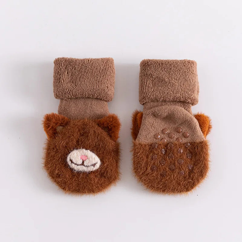 Toddler Socks Newborn Baby Winter Thick Prewalker Boys Autumn Terry Cotton Girl Infant Skidproof Sole Kids Cartoon Sock 0-3T
