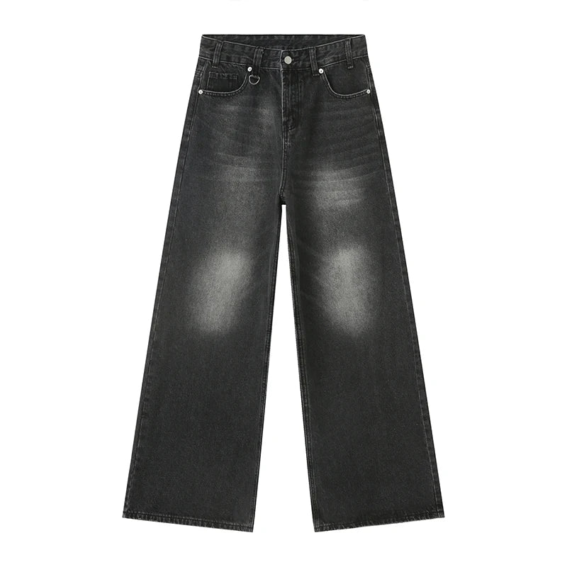IEFB Vintage Men's Baggy Denim Trousers 2023 New Streetwear Wide Leg Loose Denim Pants Fashion Distressed Straight Pants 9C1519
