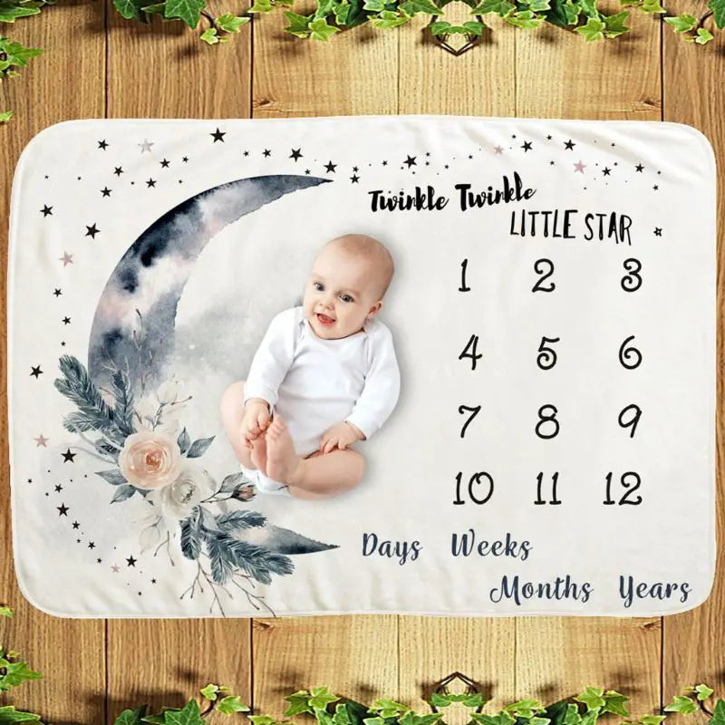 Baby Monthly Record Growth Milestone Blanket Newborn Photography Props Children Photo for Creative Moon Flower Background Cloth