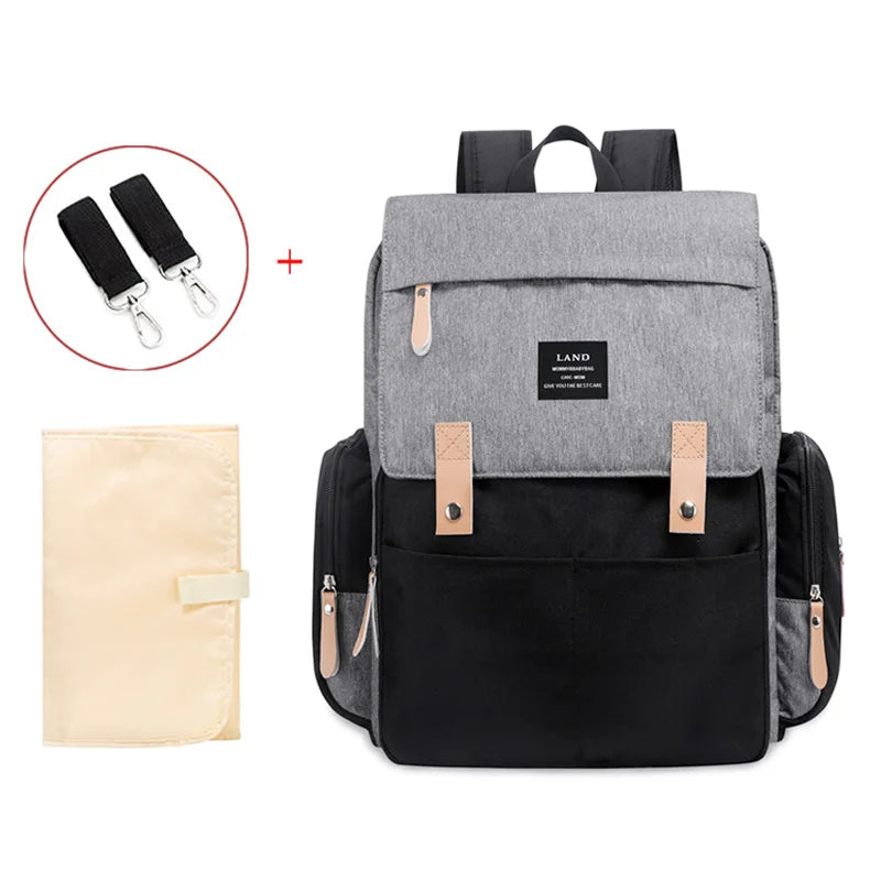 Authentic LAND Mommy Diaper Bags Backpacks Mother Large Capacity Travel Nappy with anti-loss zipper Baby Nursing Bags NEW