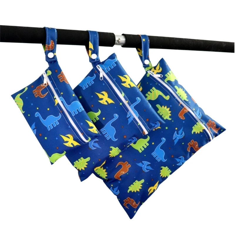 XXFE 3Pcs Diaper Bag Sanitary Pad Storage Bag Portable Reusable Hanging Wet Bags for Strollers Bedside