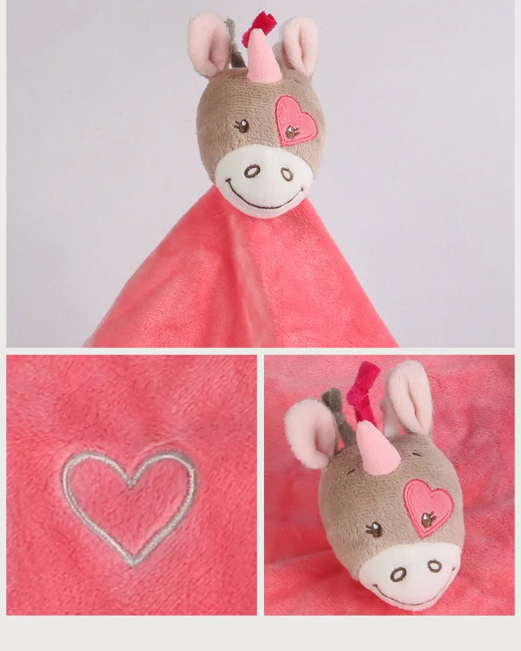 Custom Embroidered Bunny Plush Baby Comforter Toys Stuffed Baby Toys Soft Appease Towel Toys For Sleeping Animals Stuffed Toys